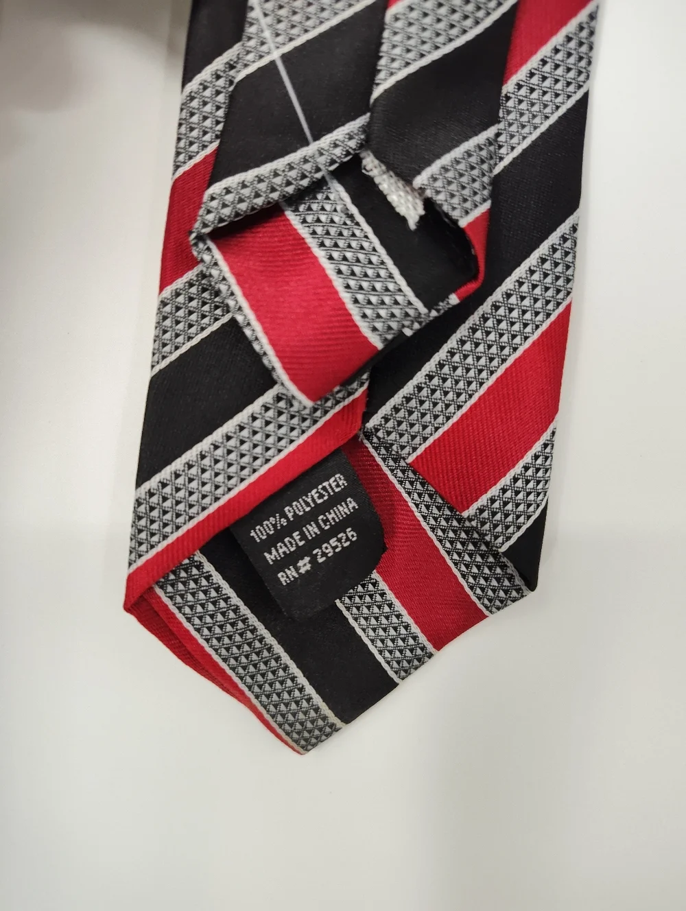 Red and Black Diagonal Stripe Boys Clip On Tie